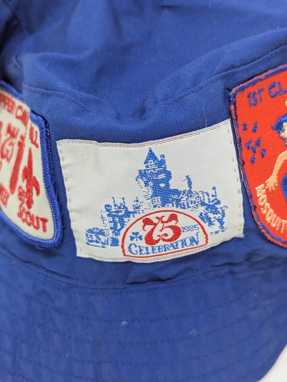 Girl Guides Bucket Hat Blue with Patches Vintage 1980s Queensville Ontario - Picture 6 of 10